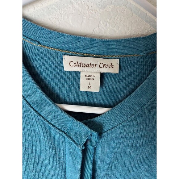 Coldwater Creek Cardigan Sweater Womens Large Silk Blend Button Up Top​ - Picture 2 of 7